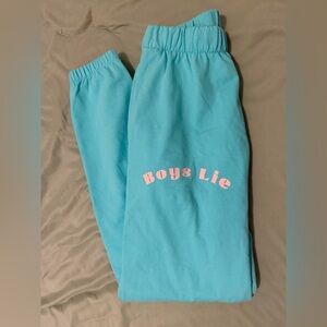 Boys Lie Blue Joggers with Pink Logo nwt size small